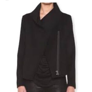 Helmet Lang Side Zip Virgin Wool Jacket Coat Small Black Moto Biker Cropped